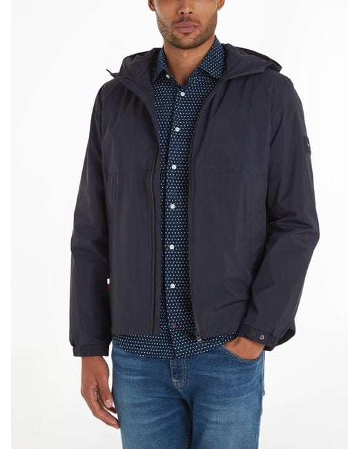 Tommy Hilfiger Blue Water Resistant Packable Hooded Portland Jacket for men