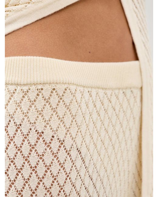 Pretty Lavish Natural Imani Pointelle Knit Trousers Cream