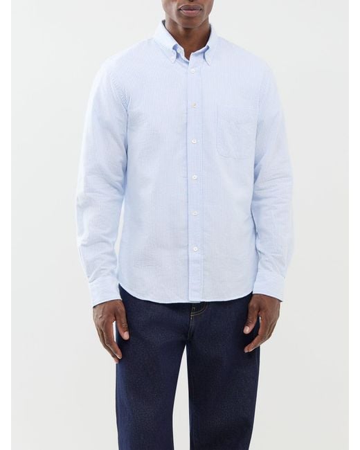 Hartford White Pitt Brushed Oxford Shirt for men