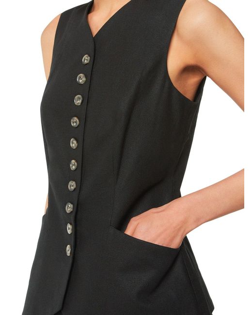 Whistles Black Women's Lindsey Linen Blend Waistcoat
