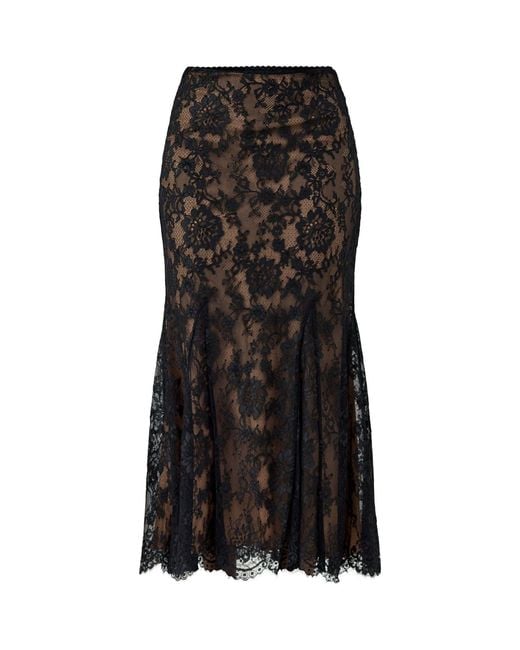 Self-Portrait Black Lace Midi Skirt