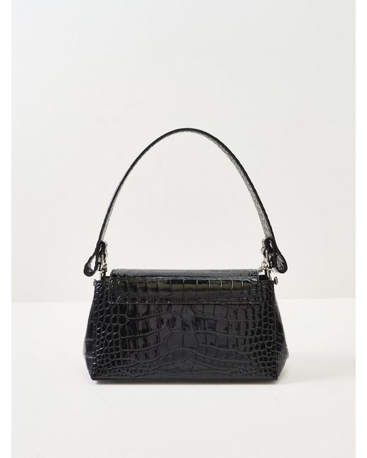 Vivienne Westwood Black Hazel Croc Medium Shoulder Bag