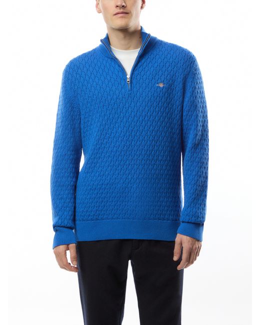 Gant Blue Textured Half Zip for men