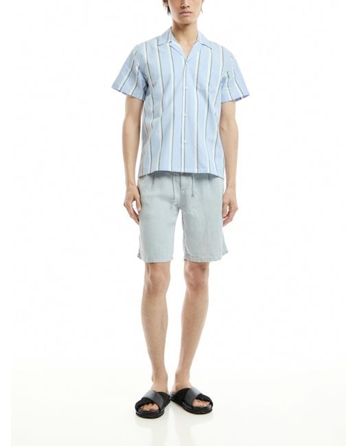 Les Deux Blue Men's Lawson Stripe Short Sleeve Shirt for men