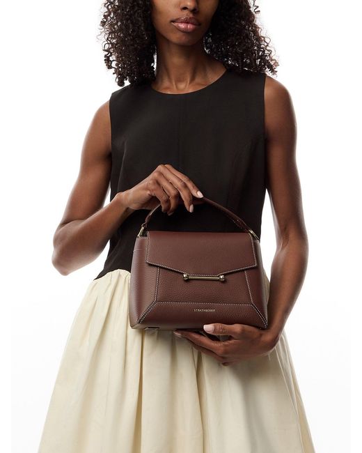 Strathberry Brown Mosaic Top Handle Grain Bag