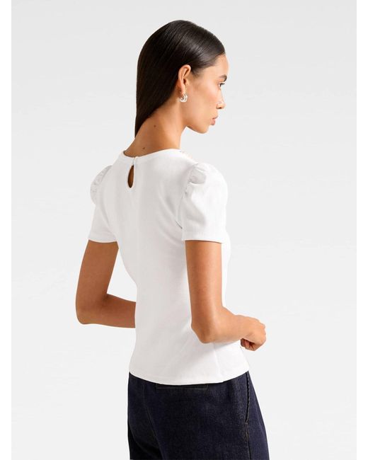 Forever New White Emilia Embellished Neck T-Shirt