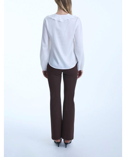 James Lakeland White Ruffled V-Neck Blouse
