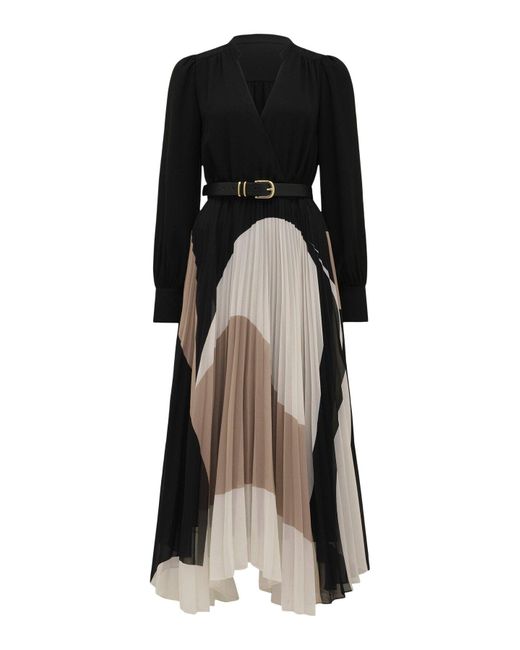 strapless open back dress Color Block Split Pleated Dress – ForestFieldFashion main image 1