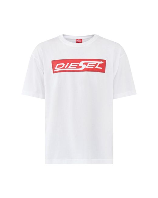 DIESEL White Big Logo T-Shirt for men