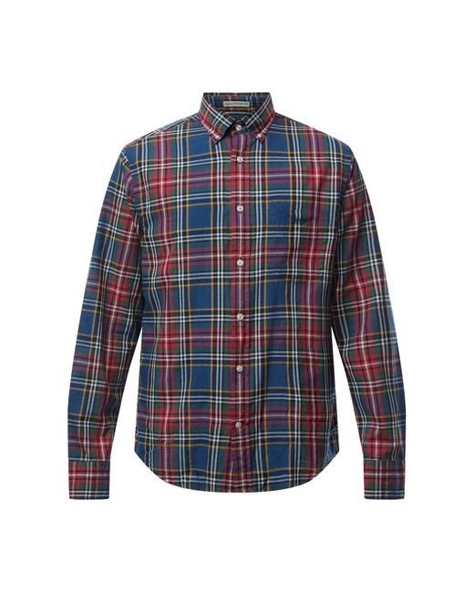 Gant Blue Men's Checked Regular Fit Indigo Shirt for men