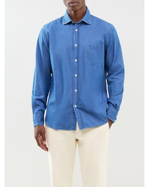 Hartford Blue Paul Light Denim Shirt for men