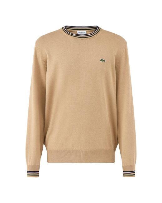 Lacoste Natural Tipped Crew Neck Knit Sweatshirt for men