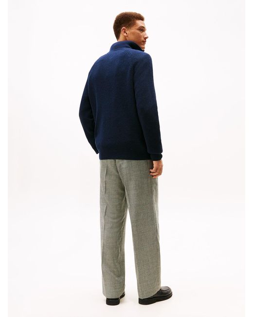 Tommy Hilfiger Blue Fisherman Rib-Knit Relaxed Jumper for men