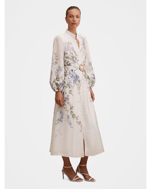 Forever New White Sheridan Printed Midi Shirt Dress