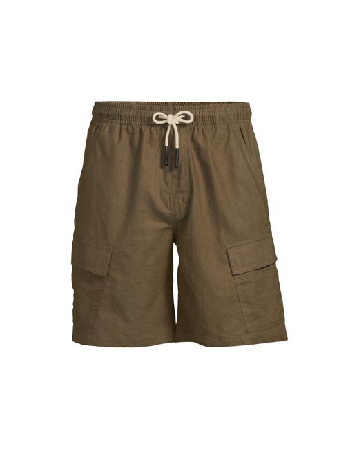 Oas Green Men's Army Cargo Linen Shorts for men
