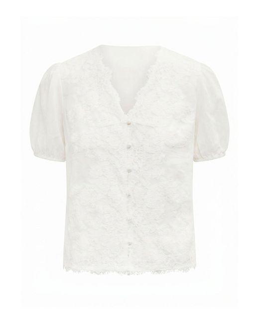 Forever New White Sable Lace Scallop Blouse