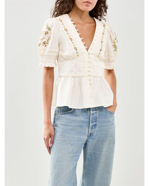 Nobody's Child White Elizabeth Scarlett Seren Embroidered Blouse