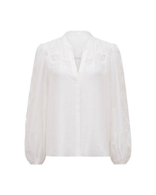 Forever New White Tegan Trim Blouse