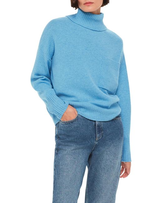 Whistles Blue Women's Wool Roll Neck Pocket Sweater