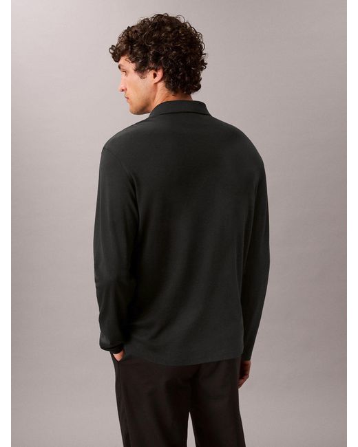 Calvin Klein Black Long Sleeve Polo Shirt for men