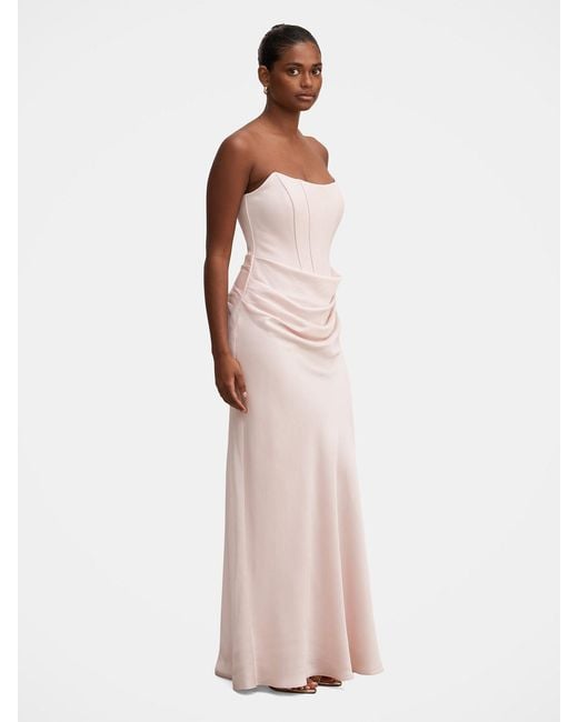 Forever New Pink Isra Petite Drape Strapless Maxi Dress