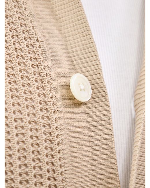 SELECTED Natural Shane Open Structure Polo Cardigan for men