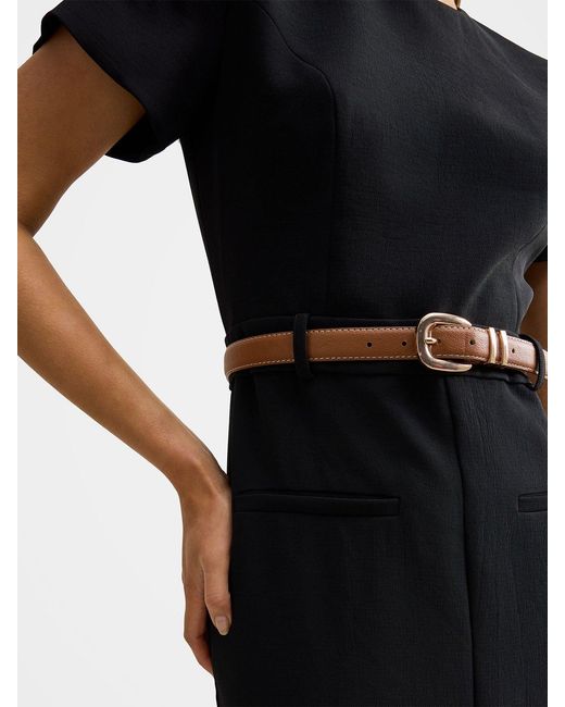 Forever New Blue Bailee Belted Tailored Midi Dress