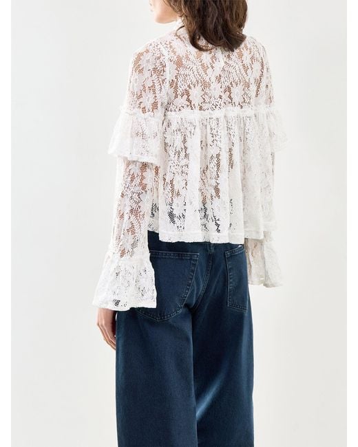 Free People White Lilabeth Lace Top