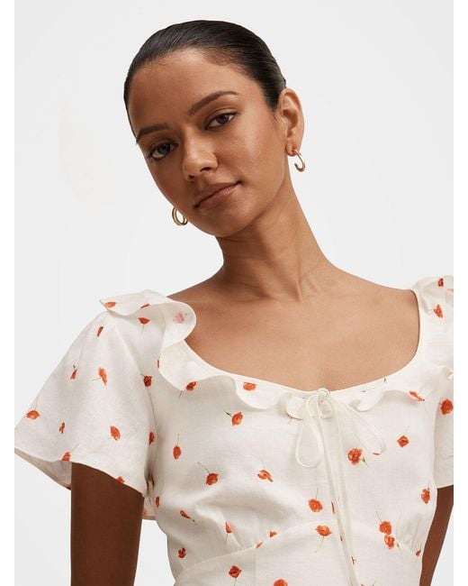 Forever New White Riley Petite Ruffle Neck Mini Dress