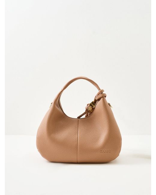 Ganni Multicolor Hobo Mini Tote Bag Tan