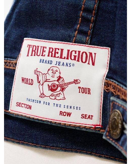 True Religion Blue Super Flatlock Trucker Jacket for men