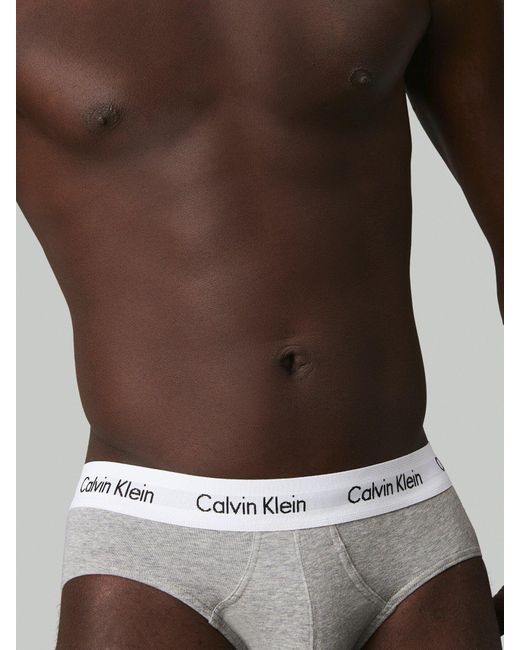 Calvin Klein White Three Pack Hip Briefs, Cotton for men