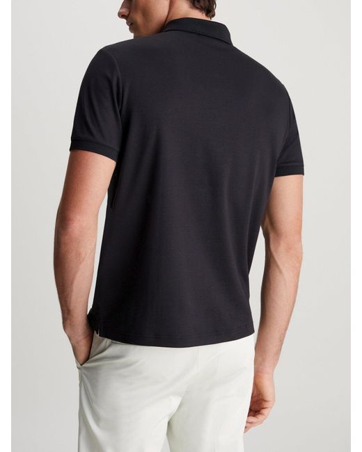 Calvin Klein Black Welt Zip Polo Shirt for men
