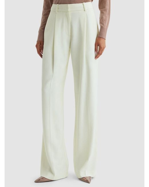Reiss White Liana Mid Rise Wide Leg Trousers