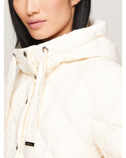 Tommy Hilfiger White Classic Lightweight Down Quilted Puffer Jacket