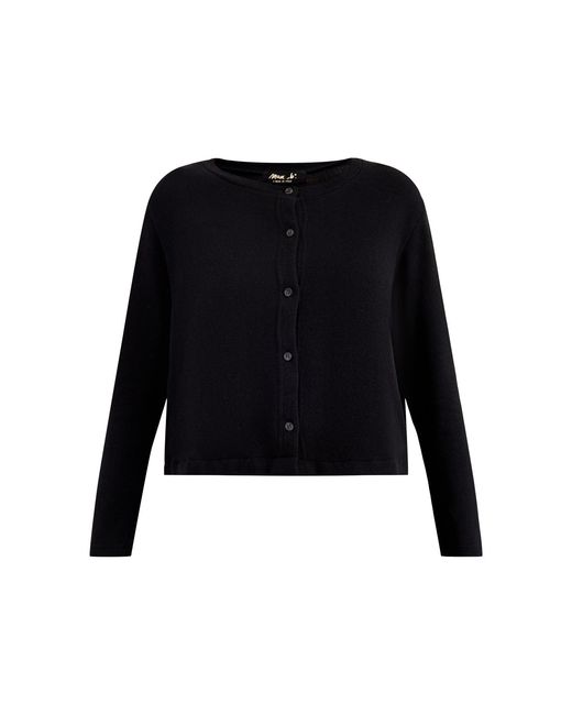 Mama B. Black Button Through Cardigan With Taffeta Trim