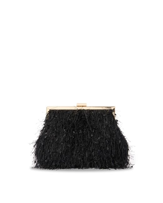 Forever New Black Signature Francis Fluffy Frame Clutch Bag