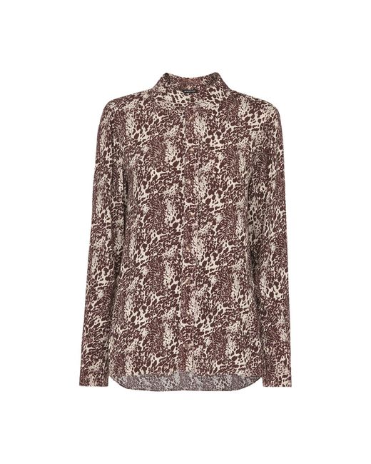 Whistles Brown Women's Micro Leopard Print Shirt