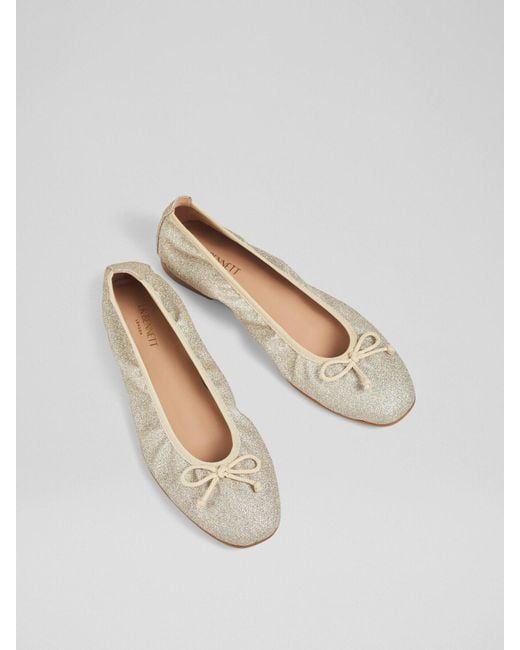 L.K.Bennett White Women's Trilly Glitter Ballerina Pumps