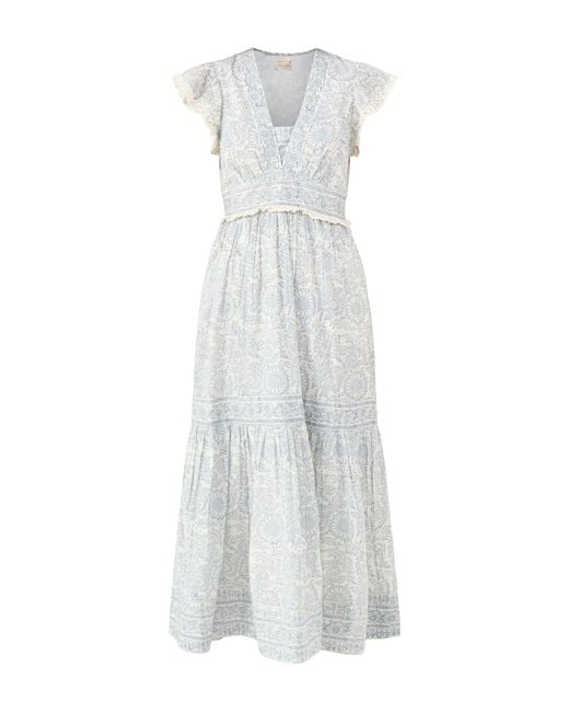 Aspiga White Pippa Block Print Dress Sunflower Ivory