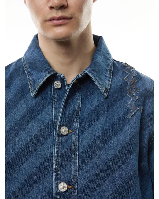Marni Blue Graphic Denim Jacket for men