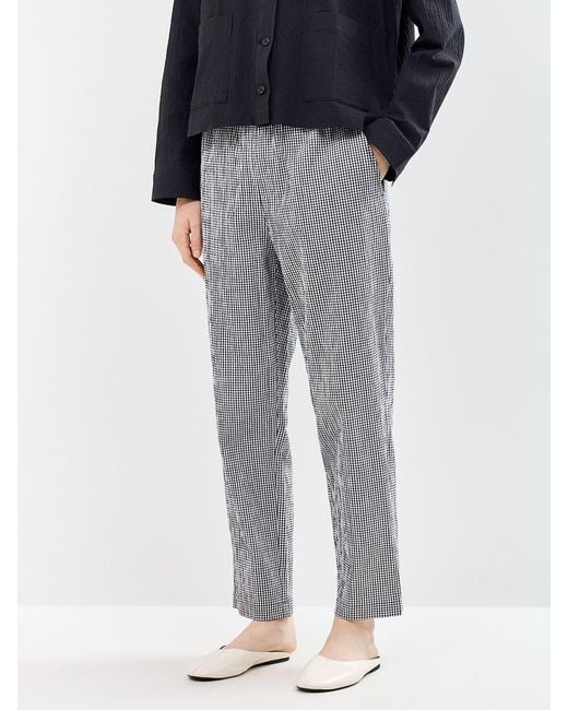 Eileen Fisher Gray High Waisted Tapered Ankle Trousers Print