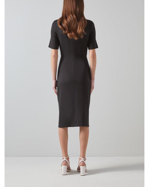 L.K.Bennett Black Lila Tuck Front Short Sleeve Dress