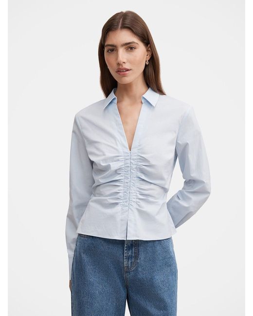 Forever New Blue Ainsley Gathered Shirt