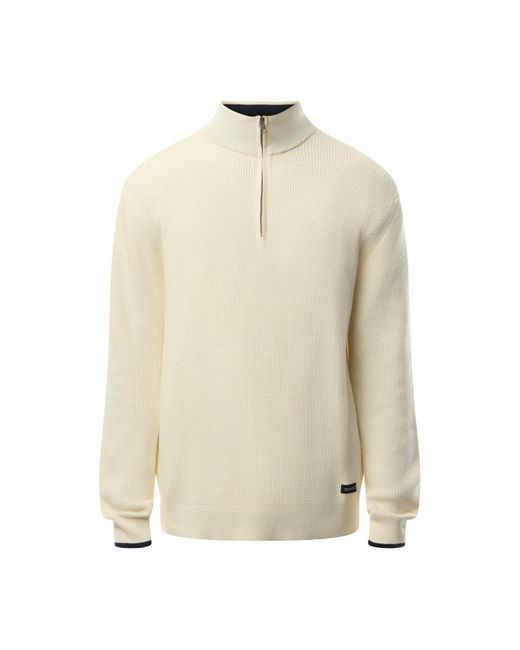Gant White Men's Ribbed Cotton Quarter Zip Jumper for men