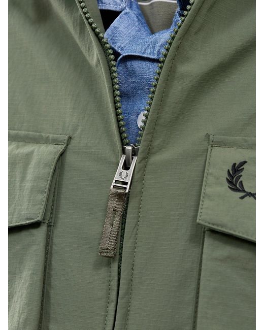 Fred Perry Green Ripstop Pocket Overshirt for men