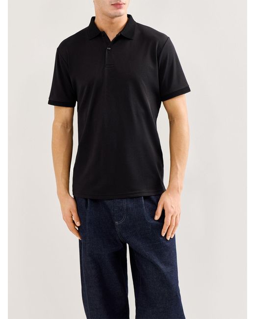 SELECTED Black Slhfave Button Ss Polo Noos for men