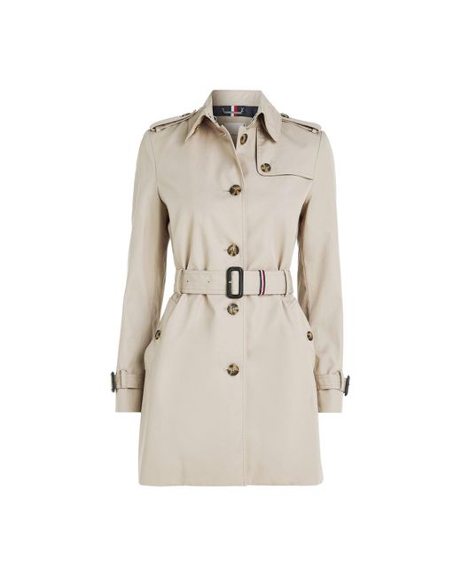 Tommy Hilfiger Natural Single Breasted Trench Coat