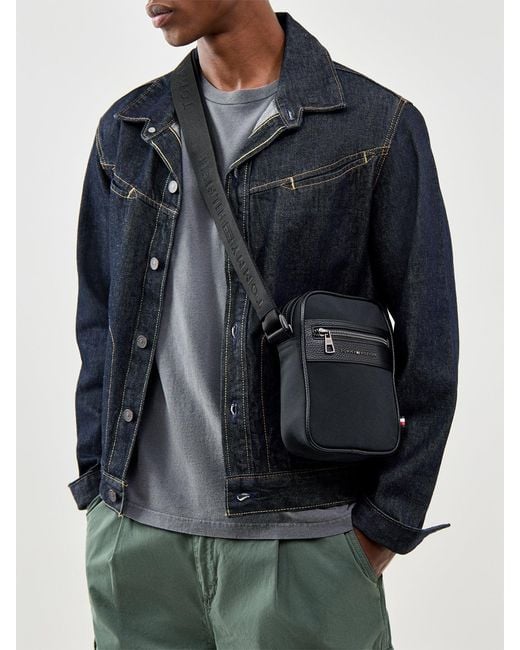 Tommy Hilfiger Black Repreve Mini Reporter Bag for men