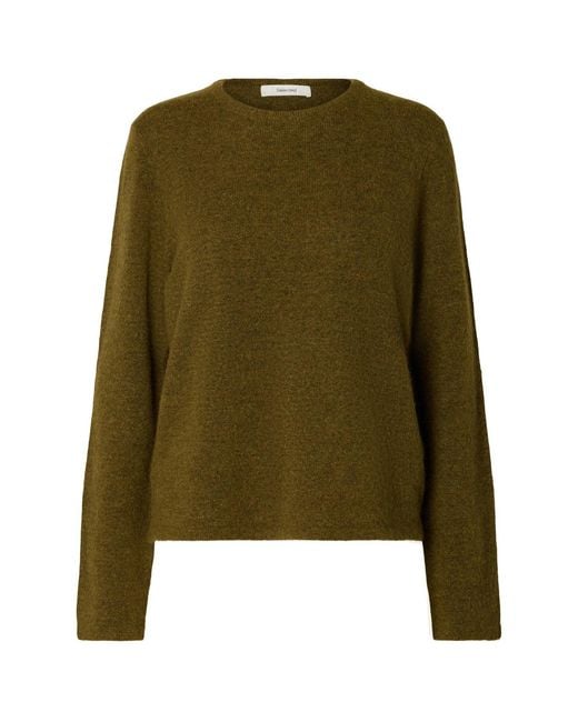 SELECTED Green Lulu Alpaca Blend Crew Neck Jumper